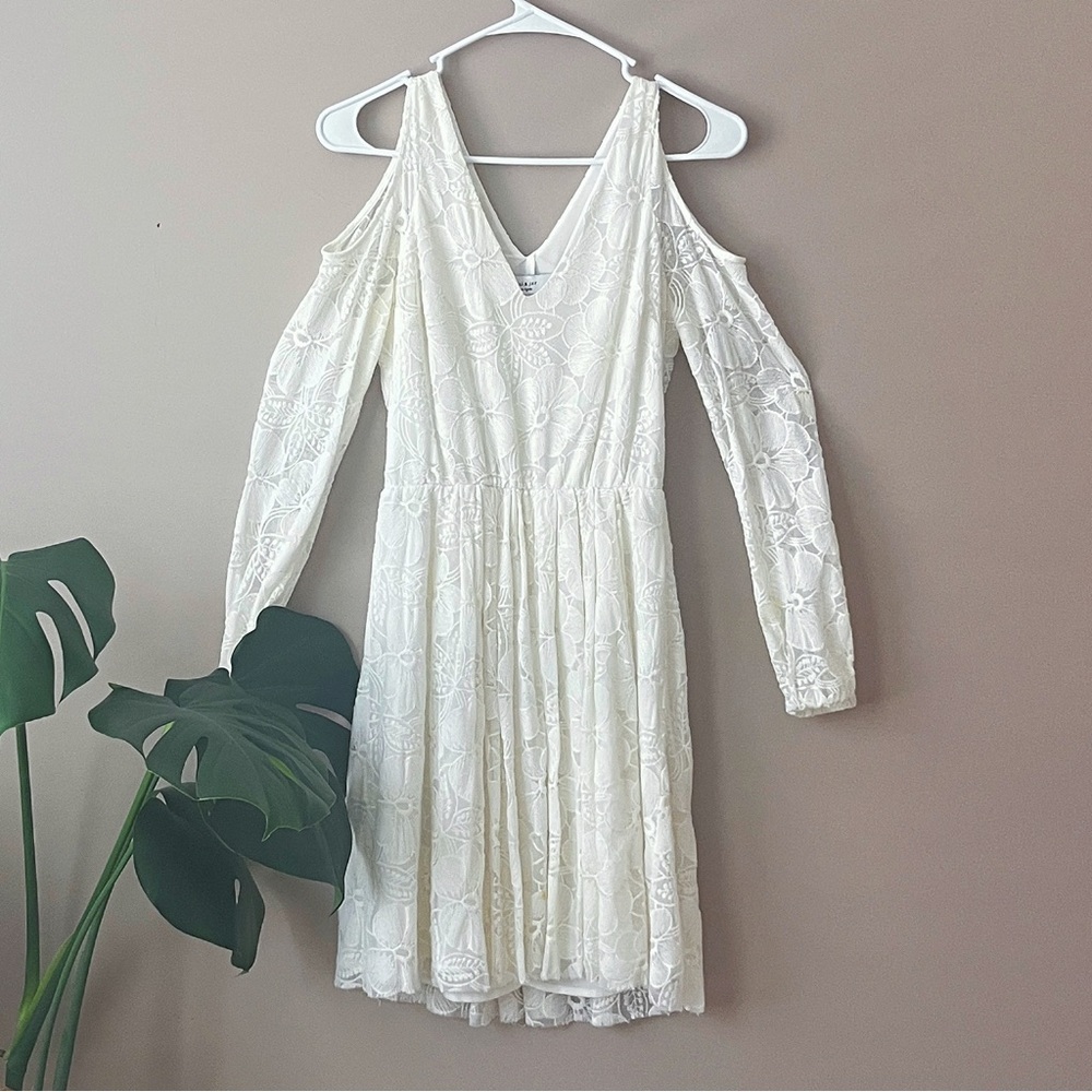 Ali & Jay White Lace Cold Shoulder Dress